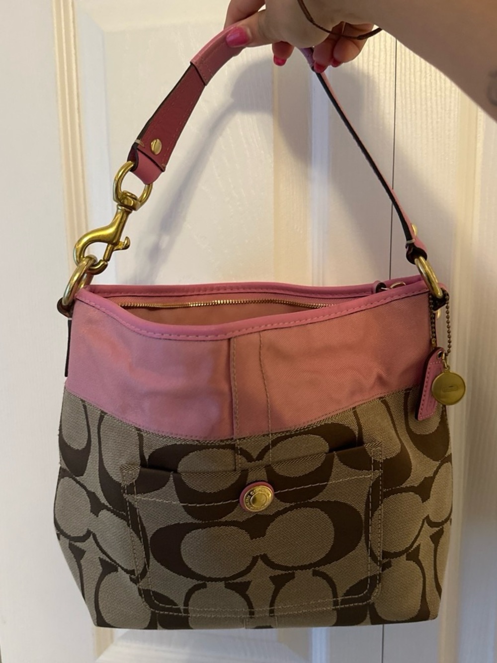 vintage pink coach hobo